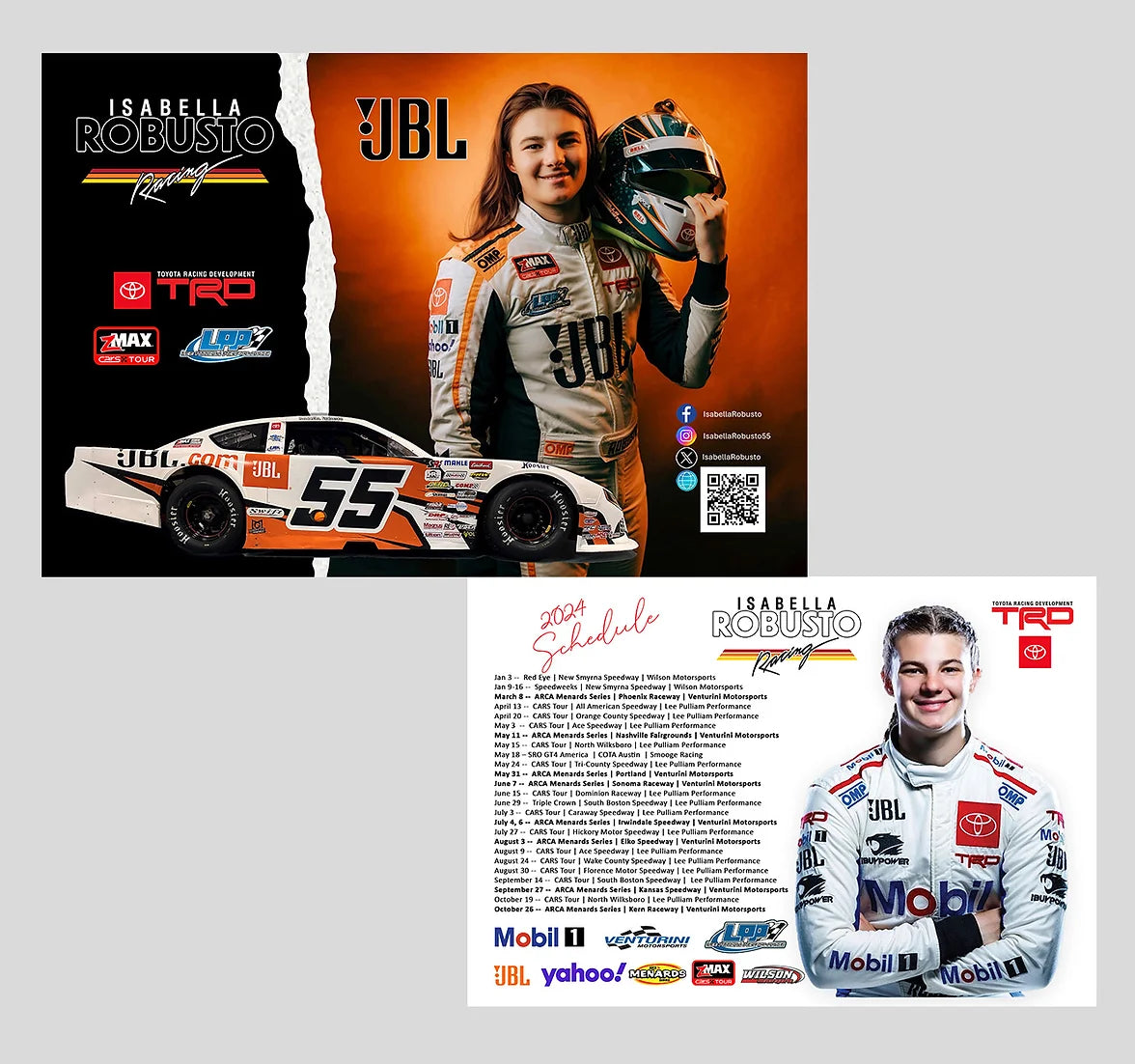 2024 JBL Cars Tour LMS Autographed Card – Isabella Robusto Racing